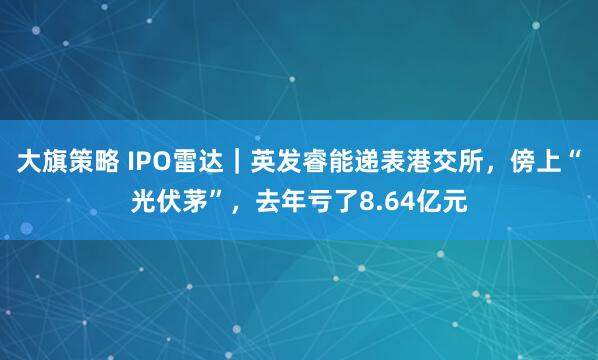 大旗策略 IPO雷达｜英发睿能递表港交所，傍上“光伏茅”，去年亏了8.64亿元