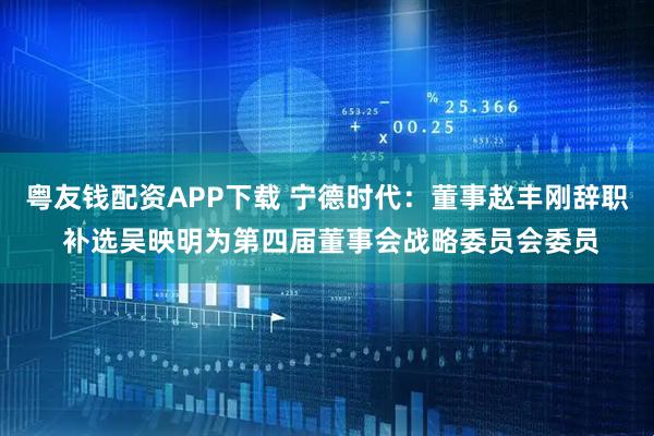 粤友钱配资APP下载 宁德时代：董事赵丰刚辞职 补选吴映明为第四届董事会战略委员会委员