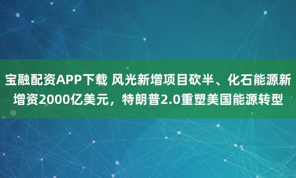 宝融配资APP下载 风光新增项目砍半、化石能源新增资2000亿美元，特朗普2.0重塑美国能源转型